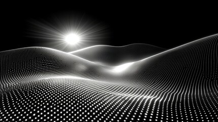 Abstract Black and White Waves with Shining Light