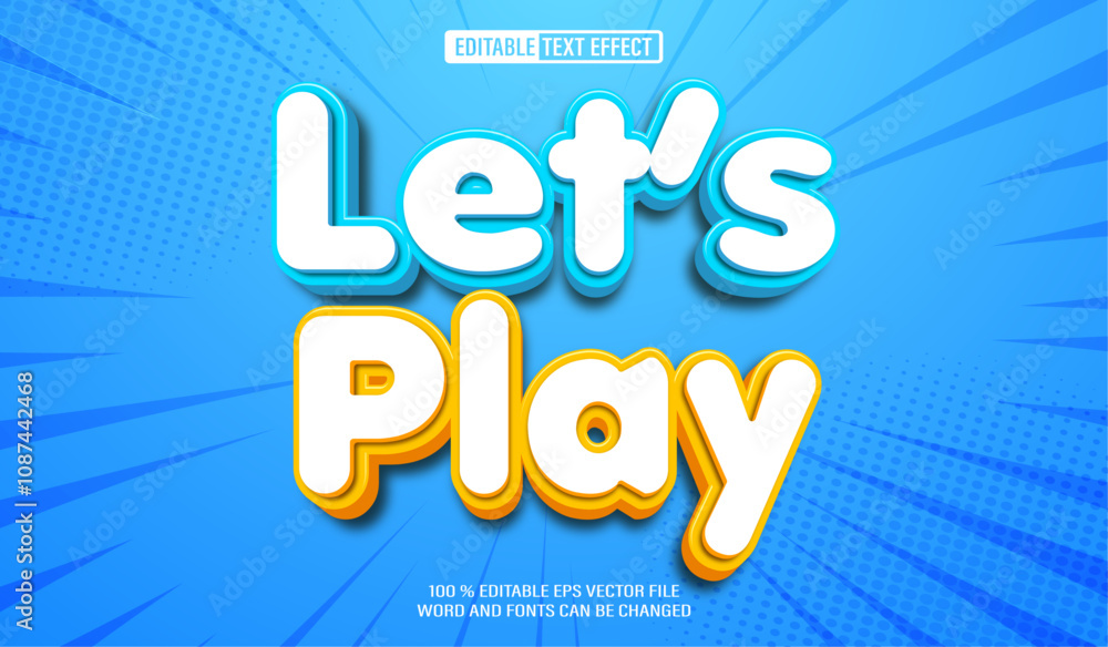 Poster editable 3d text style effect - let's play text effect template