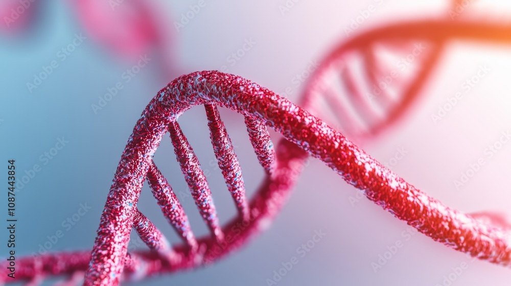 Poster digital dna strand visualization in futuristic setting