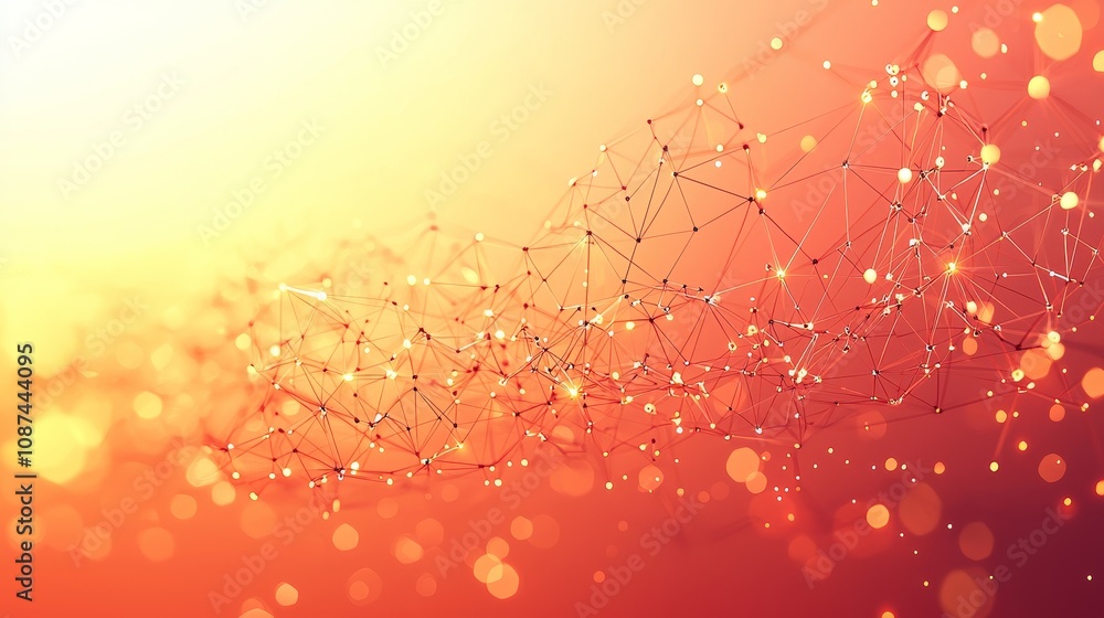 Poster abstract ai network with geometric shapes and light