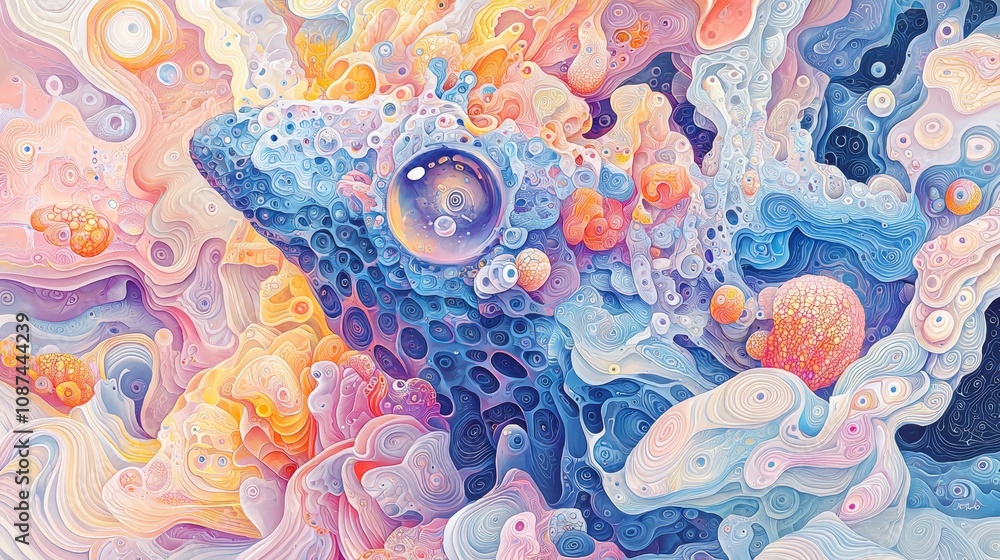 Poster colorful abstract art of a frog in dynamic forms