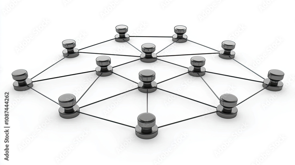 Aufkleber 3d minimalist network connection with geometric lines and nodes