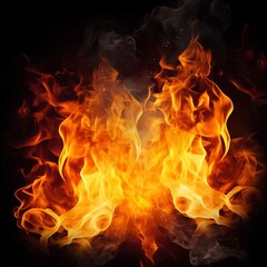 Fototapeta premium Intense Fiery Flames Erupting on Dark Background