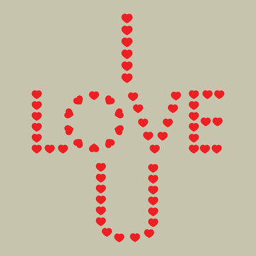 red hearts spelling love you clip art preview