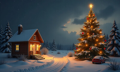 Fototapeta premium christmas tree in the night