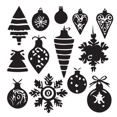Christmas simple geometric components. Christmas abstract icons designed in a minimalist approach. Christmas tree, snowman, presents, deer, and holiday décor. modern vector flat illustration