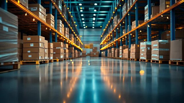 Blurred business background, Blur warehouse with bokeh light background 4K Video