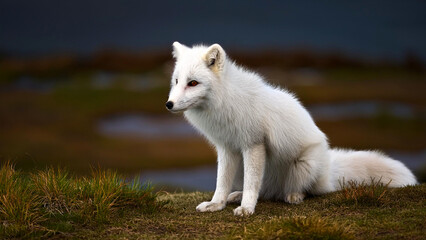 White fox in natural outdoor setting.