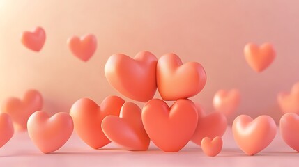A vibrant couple kiss emoji in warm coral tones surrounded by soft, radiant hearts on a pastel canvas ,
