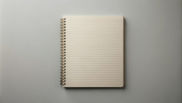 Blank Lined Notebook on a Gray Surface, Ready to be Filled with Thoughts and Ideas