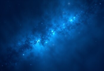 Obraz premium Abstract cosmic background with swirling blue nebulas and bright stars in a starry sky