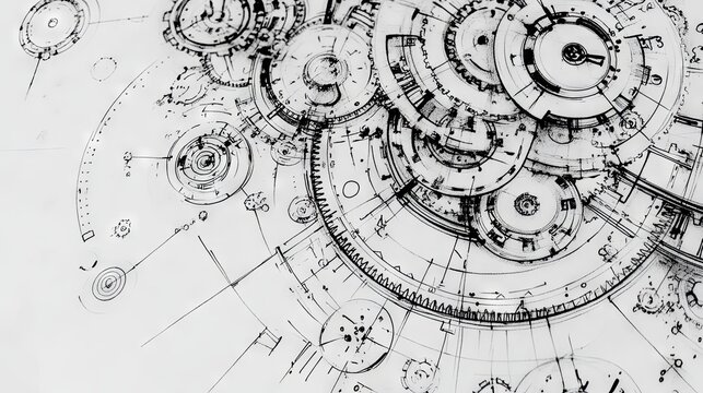 Detailed Mechanical Drawing of Gear System