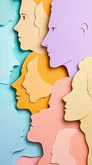 Colorful Papercut Silhouettes of Faces - Abstract Art