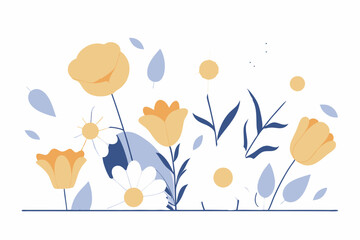 Elegant Seamless Floral Pattern with Hand-Drawn Roses, Daisies, and Tulips
