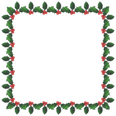Holly Christmas Mistletoe frame illustration on isolated white background