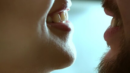 Close-Up of a romantic young couple kissing passionately