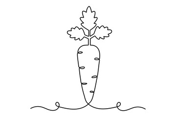 Carrot continuous one line art drawing of isolated outline vector illustration design