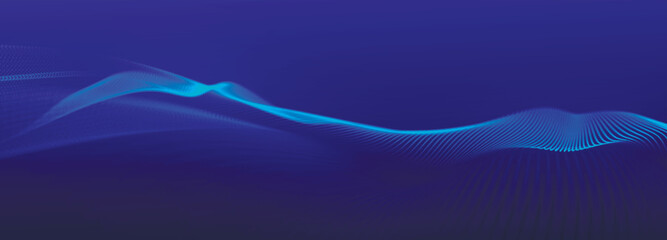 Dynamic wave of glowing points. Futuristic dot wave. Network connection structure. Futuristic background for presentation design. Technology or science banner. 3d Widescreen. Vector illustration
