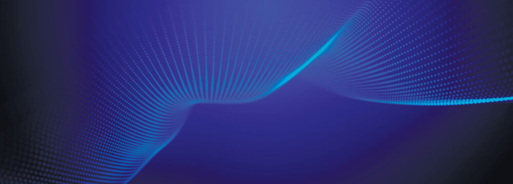 Dynamic wave of glowing points. Futuristic dot wave. Network connection structure. Futuristic background for presentation design. Technology or science banner. 3d Widescreen. Vector illustration
