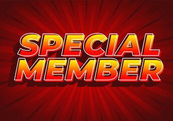 Special member. Text effect in modern colors with 3D effect look
