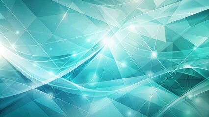 Obraz premium Abstract Turquoise Geometric Background with Shiny Curved Lines and Glowing Lights