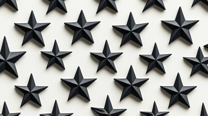 Obraz premium Pattern of black textured stars on a white background creating a seamless geometric design