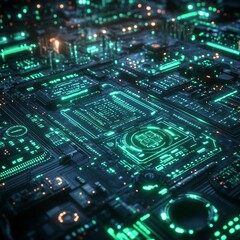 Close-up of an electronic circuit board with components and connections