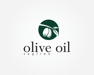 creative two olives still attached to the branch logo design