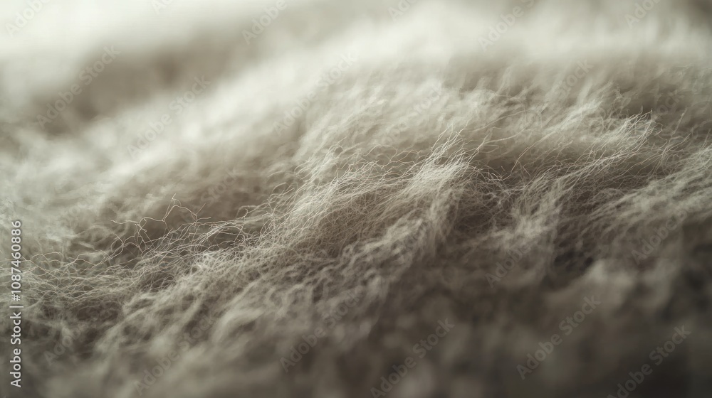 Poster close up view of soft gray fluffy textile fibers