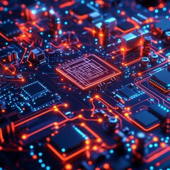 Close-up of an electronic circuit board with components and connections