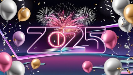2025 Happy New Year abstract colorful poster background.