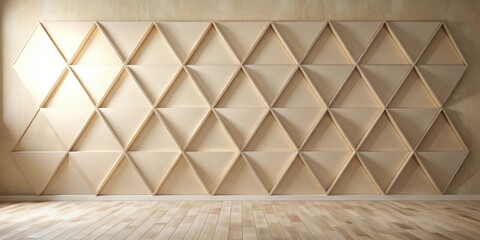 A Beige Wall Covered in an Intricate Geometric Pattern of Interlocking Triangles Creating a Contemporary and Stylish Aesthetic