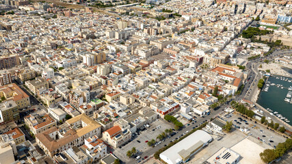 Aerial view of Manfredonia, located in the province of Foggia, in Puglia, Italy. It is a small town...