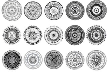Set of mandala with floral ornament pattern,Vector mandala relaxation patterns unique design with nature style, Hand drawn pattern,Mandala template for page decoration cards, book, logos