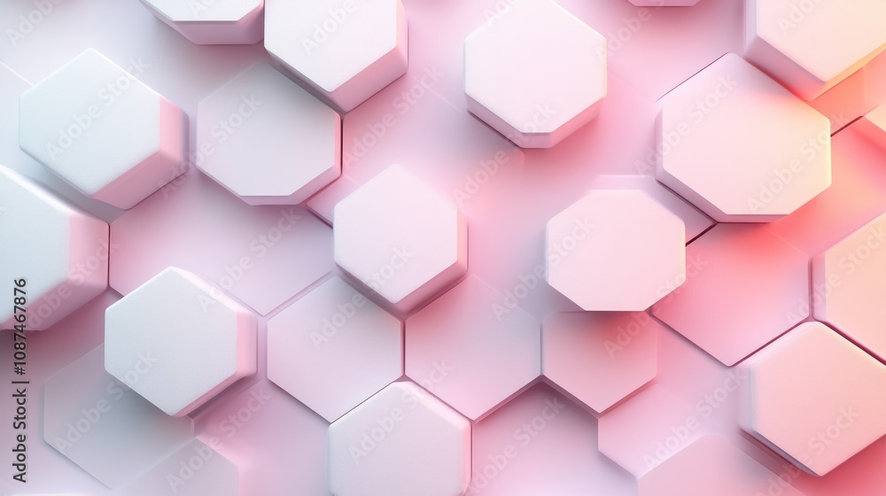 Aufkleber Abstract Pink and White Hexagonal Pattern Background