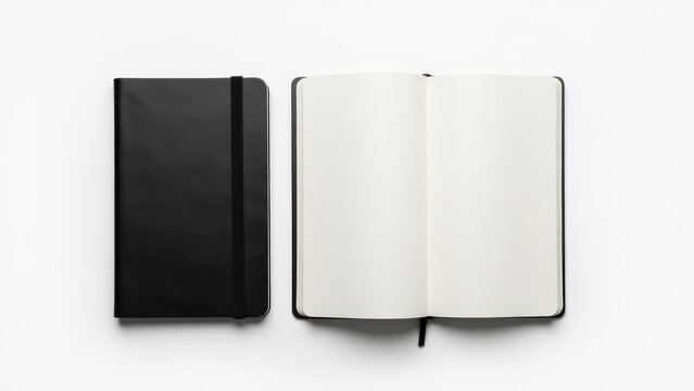 A modern moleskin journal mockup, perfect for showcasing branding or creative layouts in a stylish format.
