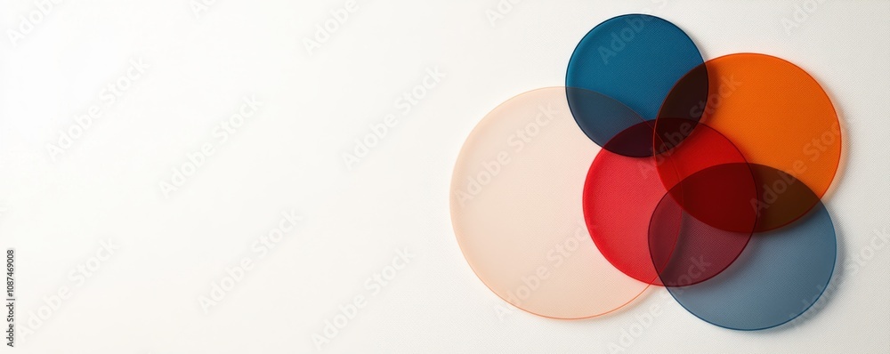 Poster abstract circles in vibrant colors create a dynamic composition, showcasing interplay of shapes and 