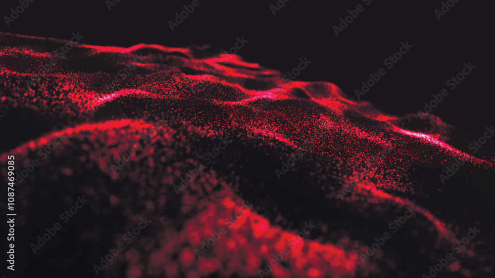 Poster dynamic wave of glowing points. futuristic background for presentation design. 3d vector illustratio