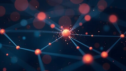 A stunning digital representation of a network with glowing nodes and connections, set in a dark backdrop.