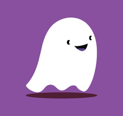 Cute Ghost Cartoon minimal flat Illustration