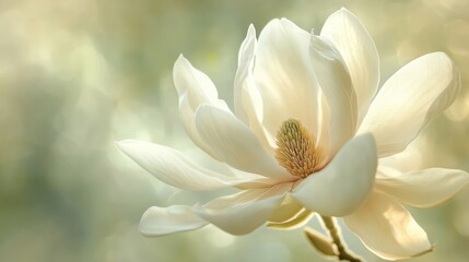 Delicate White Magnolia Flower in Soft Natural Light with Dreamy Background, Perfect for Spring Themes and Floral Arrangements in Photography