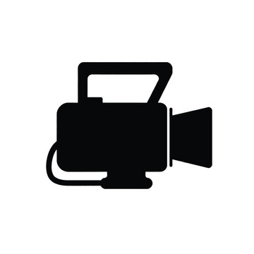 recommend clip art: a black and white icon of a video camera in a circle