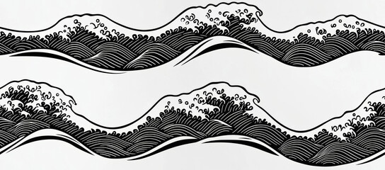 seamless of  Japanese or Chinese fish skin wave and curve pattern