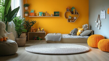 Childrens Playroom Decorated With Toys And Plants