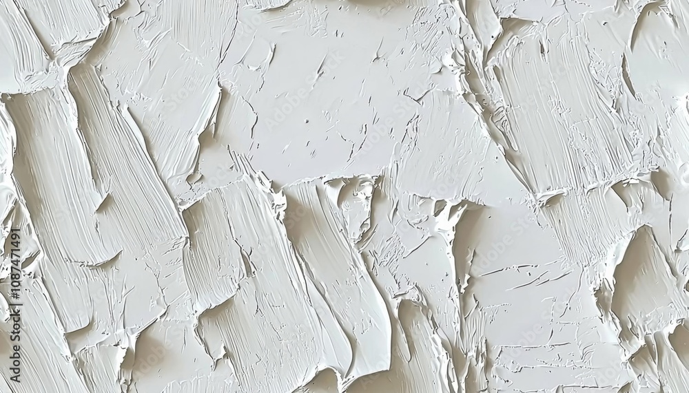 Poster seamless of macro view of textured white abstract art painting with distinctive oil brushstrokes and