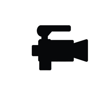 recommend clip art: a black and white icon of a video camera in a circle