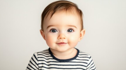 Fototapeta premium Adorable Baby Smiling Beautifully in Striped Shirt