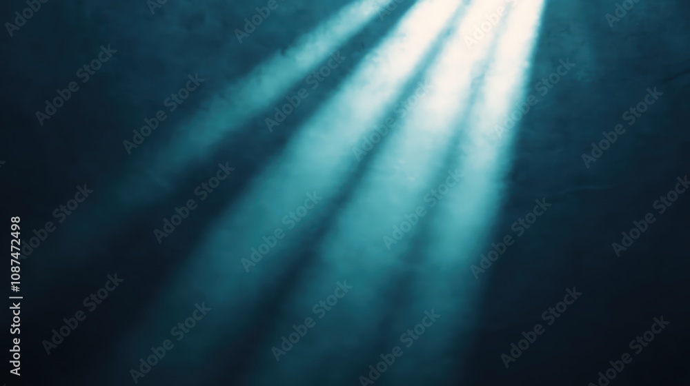 Aufkleber light beams illuminating a dark space, creating a mystical and serene atmosphere.