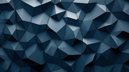 Obraz premium Abstract geometric background with dark blue faceted triangular pattern forming a complex 3D surface design