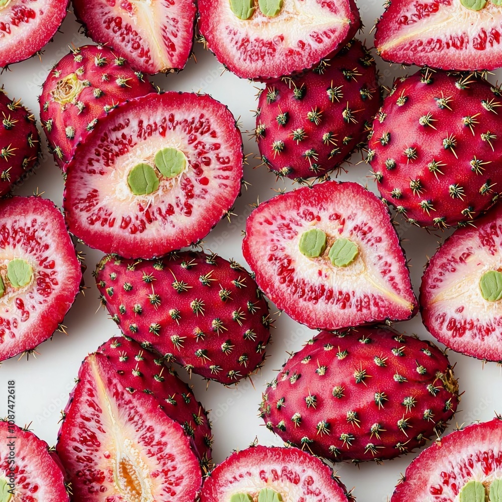 Poster seamless of seamless pattern with prickly pear fruit